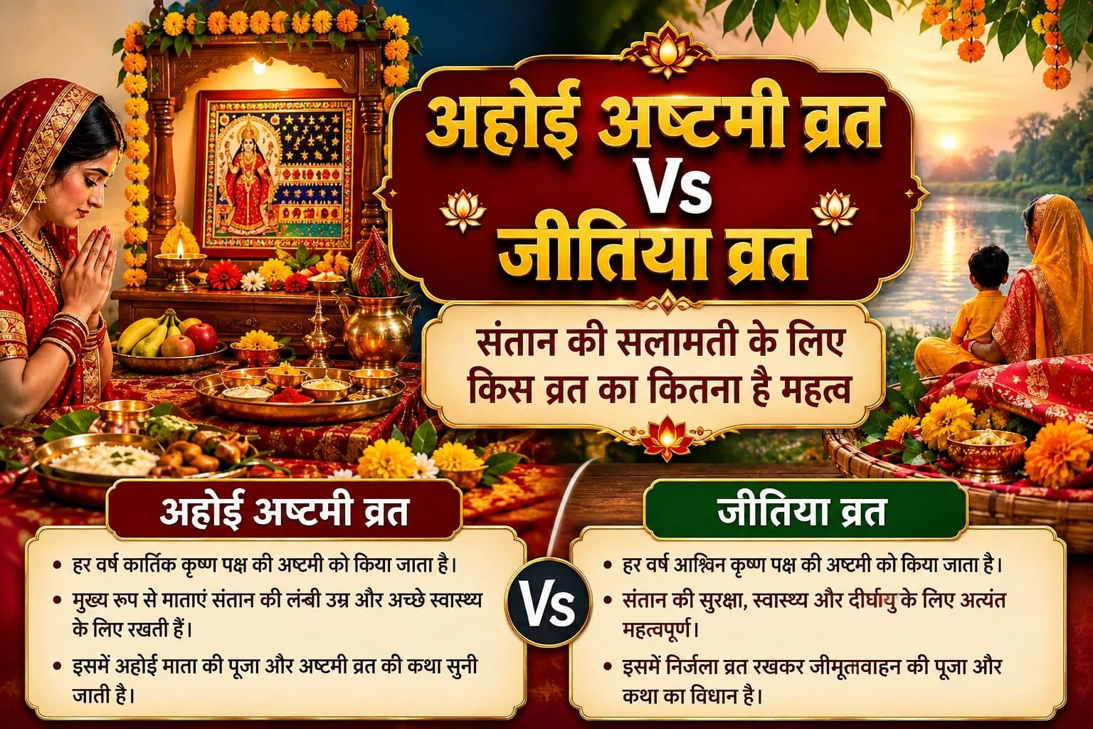 संतान की लंबी उम्र के लिए अहोई माता की पूजा करती महिलाएं, अहोई अष्टमी और जीतिया व्रत का धार्मिक महत्व
